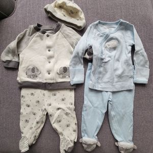 Carter's Little Me 2 2-piece long sleeve shirt and pants footie sets